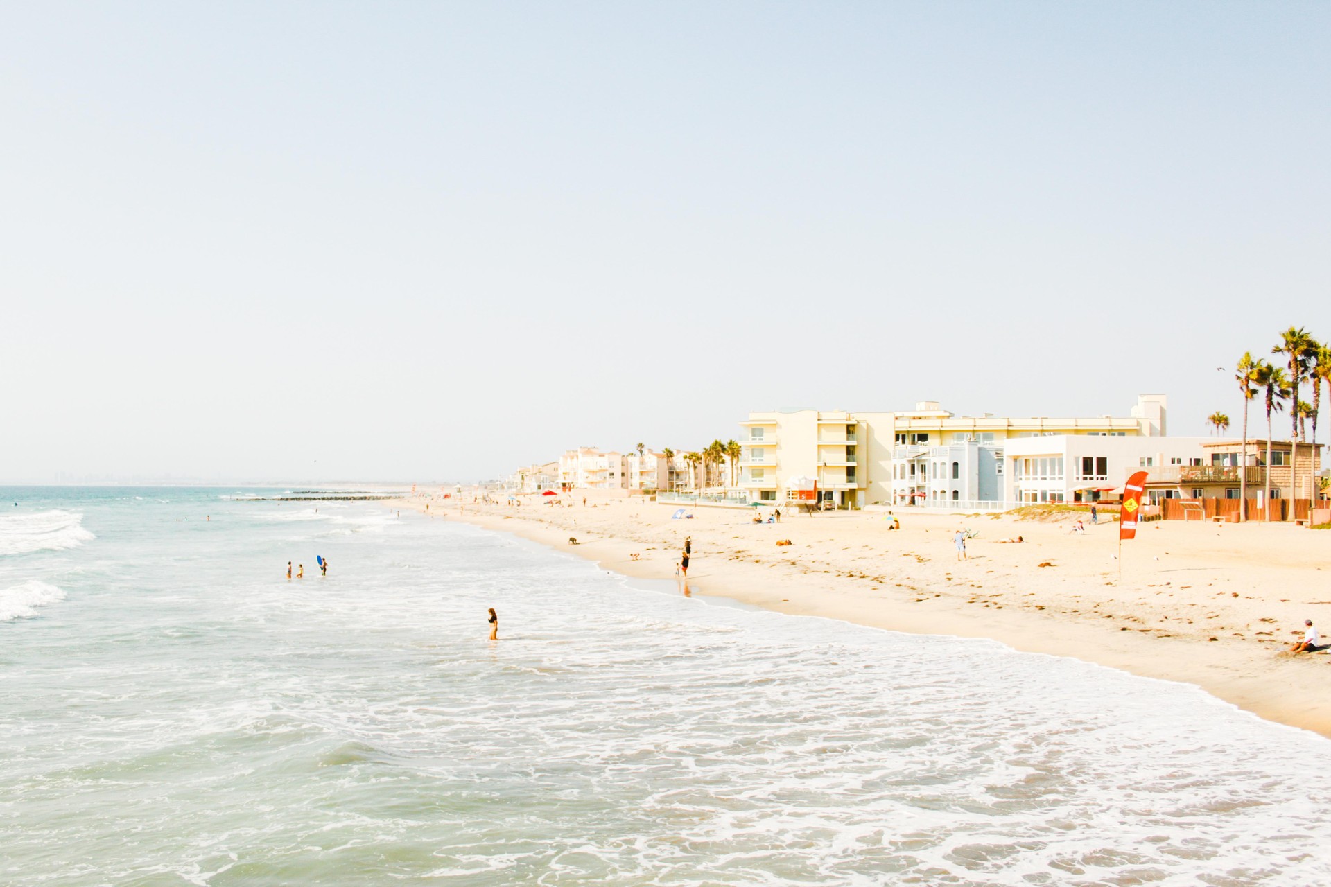 Imperial Beach shoreline viewed from the pier, photographed in 2016
