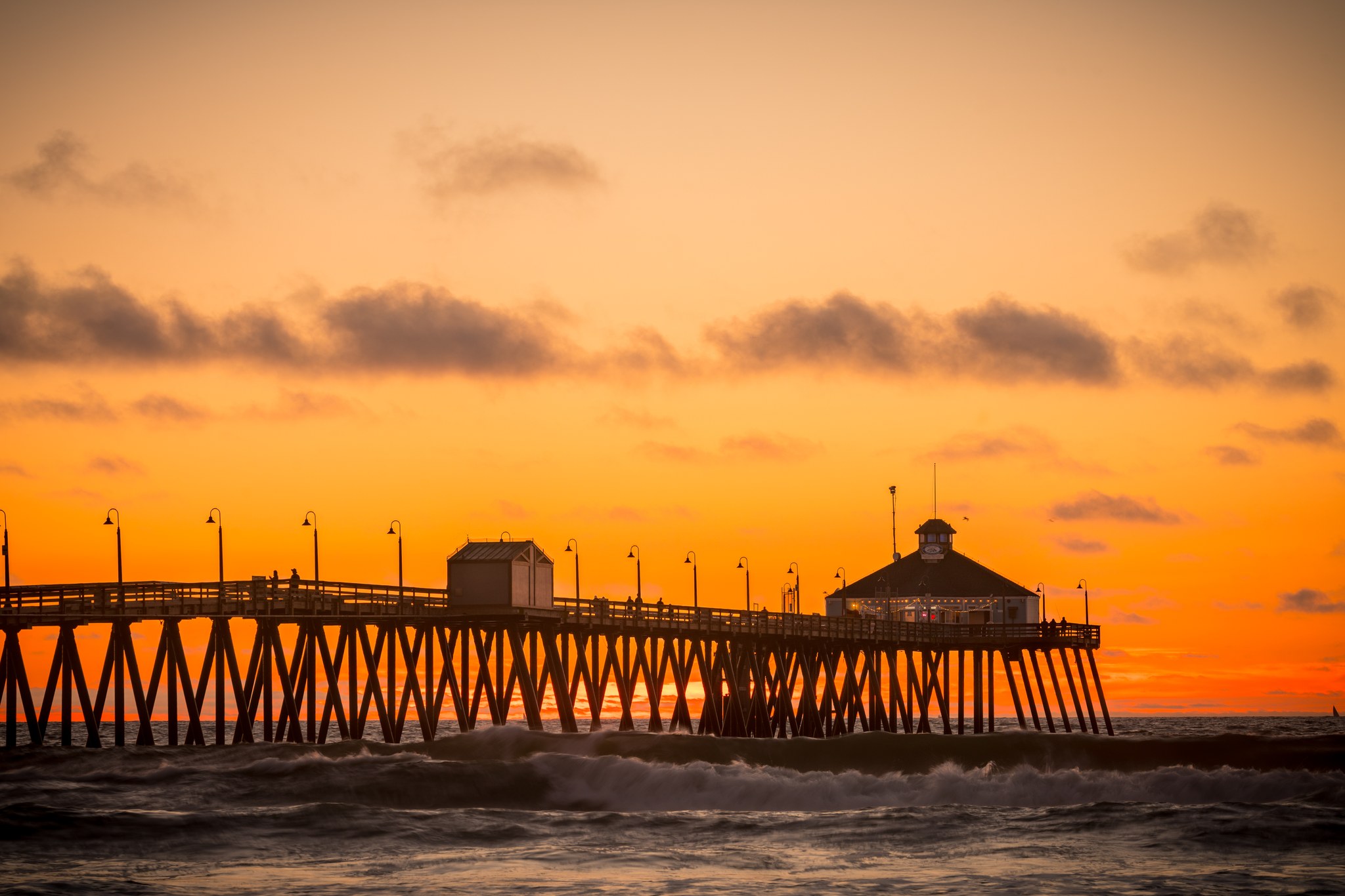 Imperial Beach Pier at sunset, photographed in 2017.